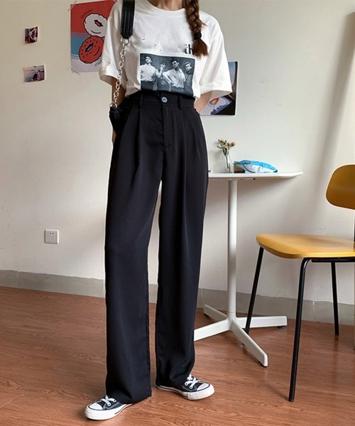 Miniministore(ミニミニストア)の「セミワイドパンツ レディース スラックス(スラックス・レディース・ブラック/フューシャピンク/グリーン/ホワイト・L/S/M)」の8枚目の写真