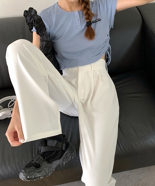 Miniministore(ミニミニストア)の「セミワイドパンツ レディース スラックス(スラックス・レディース・ブラック/フューシャピンク/グリーン/ホワイト・L/S/M)」の9枚目の写真