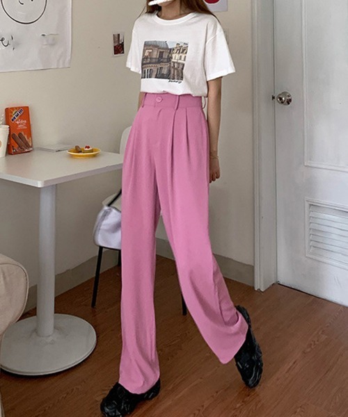 Miniministore(ミニミニストア)の「セミワイドパンツ レディース スラックス(スラックス・レディース・ブラック/フューシャピンク/グリーン/ホワイト・L/S/M)」の12枚目の写真