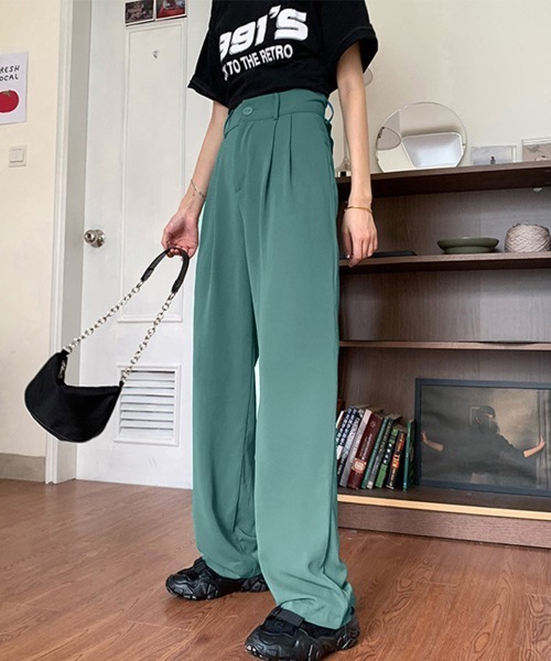 Miniministore(ミニミニストア)の「セミワイドパンツ レディース スラックス(スラックス・レディース・ブラック/フューシャピンク/グリーン/ホワイト・L/S/M)」の15枚目の写真