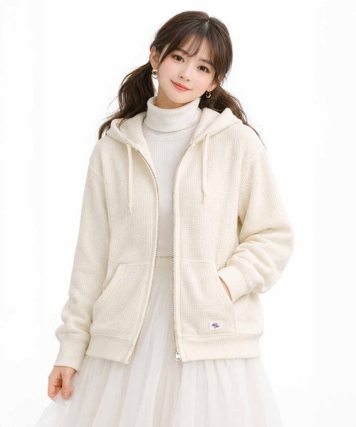 JEMORGAN（ジェーイーモーガン）の「【JEMORGAN / ジェーイーモーガン】ワッフルダブルジップパーカー（パーカー・メンズ・杢グレー/サックスブルー/カーキ/ブラック/ネイビー/サーモンピンク/ナチュラル・XL/L/M/S）」の4枚目の写真