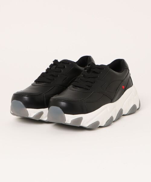 la farfa SHOES(ラ・ファーファ シューズ)の「la farfa shoes 厚底 2WAY レースアップスニーカー(スニーカー・レディース・ブラック/ホワイト/アイボリー・M/L/LL/XL)」の1枚目の写真