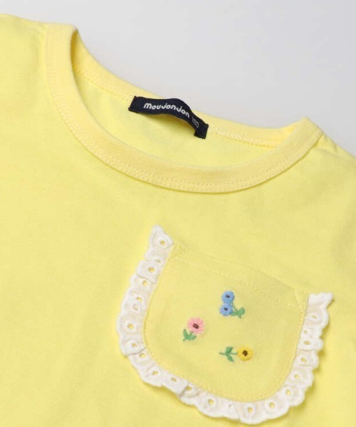Moujonjon（ムージョンジョン）の「花刺繍入りポケット半袖Tシャツ（Tシャツ/カットソー・キッズ・クリーム/ホワイト・80/90/100/110/120/130/140）」の4枚目の写真