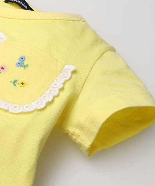 Moujonjon（ムージョンジョン）の「花刺繍入りポケット半袖Tシャツ（Tシャツ/カットソー・キッズ・クリーム/ホワイト・80/90/100/110/120/130/140）」の5枚目の写真