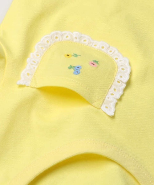 Moujonjon（ムージョンジョン）の「花刺繍入りポケット半袖Tシャツ（Tシャツ/カットソー・キッズ・クリーム/ホワイト・80/90/100/110/120/130/140）」の6枚目の写真