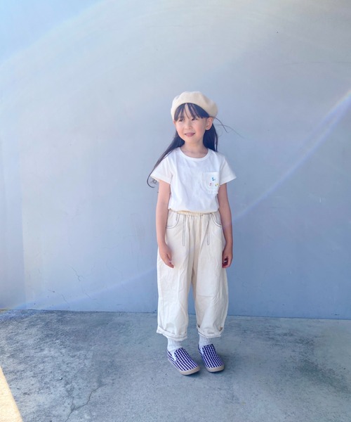 Moujonjon（ムージョンジョン）の「花刺繍入りポケット半袖Tシャツ（Tシャツ/カットソー・キッズ・クリーム/ホワイト・80/90/100/110/120/130/140）」の14枚目の写真