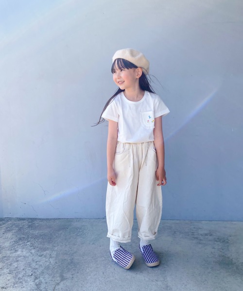 Moujonjon（ムージョンジョン）の「花刺繍入りポケット半袖Tシャツ（Tシャツ/カットソー・キッズ・クリーム/ホワイト・80/90/100/110/120/130/140）」の15枚目の写真