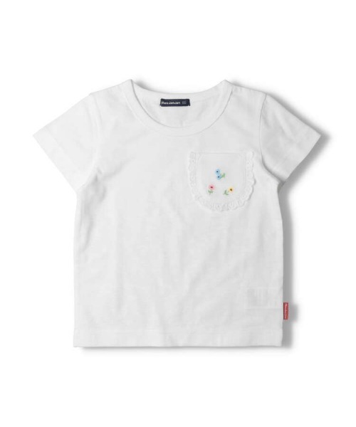 Moujonjon（ムージョンジョン）の「花刺繍入りポケット半袖Tシャツ（Tシャツ/カットソー・キッズ・クリーム/ホワイト・80/90/100/110/120/130/140）」の17枚目の写真