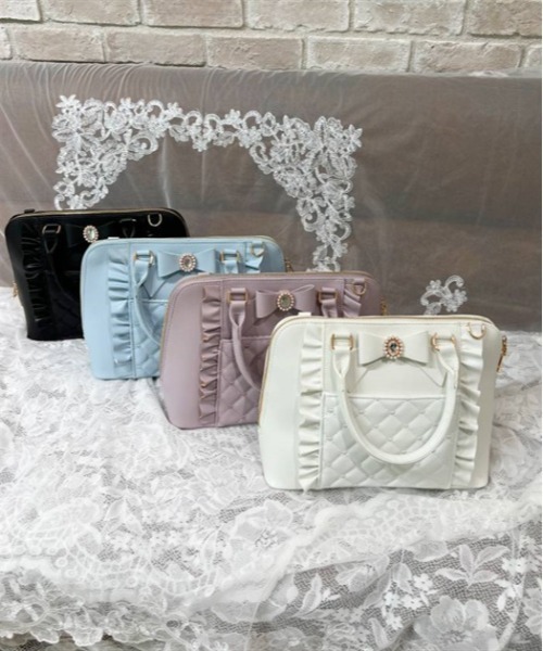 axes femme POETIQUE（アクシーズファムポエティック）の「ビジューリボン推し活バッグ（ショルダーバッグ・レディース・サックスブルー/ブラック/ラベンダー/ホワイト・FREE）」の17枚目の写真
