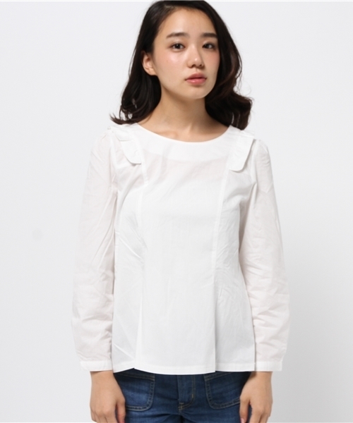 earth music&ecology（アースミュージックアンドエコロジー）の「ショルダーフリルブラウス（シャツ/ブラウス・レディース・ネイビー/アイボリー/グリーン系その他・LARGE/MEDIUM）」の4枚目の写真