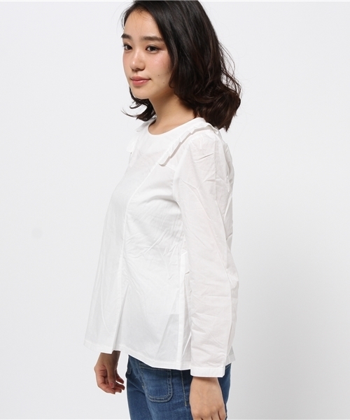 earth music&ecology（アースミュージックアンドエコロジー）の「ショルダーフリルブラウス（シャツ/ブラウス・レディース・ネイビー/アイボリー/グリーン系その他・LARGE/MEDIUM）」の5枚目の写真