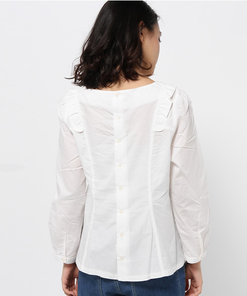 earth music&ecology（アースミュージックアンドエコロジー）の「ショルダーフリルブラウス（シャツ/ブラウス・レディース・ネイビー/アイボリー/グリーン系その他・LARGE/MEDIUM）」の6枚目の写真