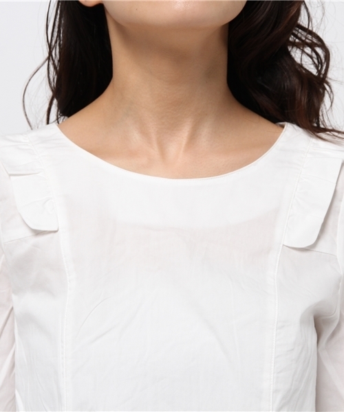 earth music&ecology（アースミュージックアンドエコロジー）の「ショルダーフリルブラウス（シャツ/ブラウス・レディース・ネイビー/アイボリー/グリーン系その他・LARGE/MEDIUM）」の7枚目の写真