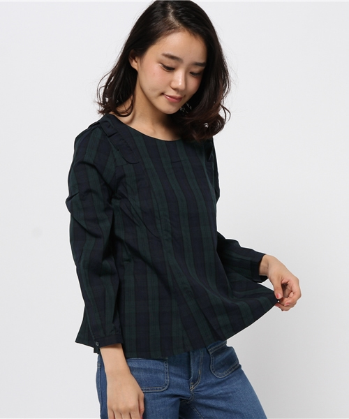 earth music&ecology（アースミュージックアンドエコロジー）の「ショルダーフリルブラウス（シャツ/ブラウス・レディース・ネイビー/アイボリー/グリーン系その他・LARGE/MEDIUM）」の14枚目の写真