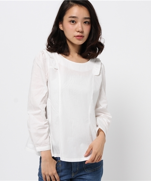 earth music&ecology（アースミュージックアンドエコロジー）の「ショルダーフリルブラウス（シャツ/ブラウス・レディース・ネイビー/アイボリー/グリーン系その他・LARGE/MEDIUM）」の15枚目の写真