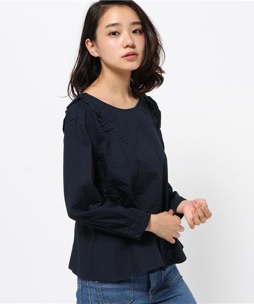 earth music&ecology（アースミュージックアンドエコロジー）の「ショルダーフリルブラウス（シャツ/ブラウス・レディース・ネイビー/アイボリー/グリーン系その他・LARGE/MEDIUM）」の9枚目の写真