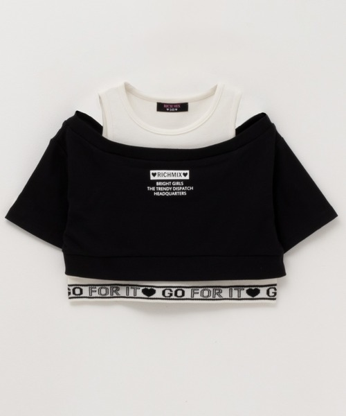 RICH MIX（リッチミックス）の「【 接触冷感 吸水速乾 】RICH MIX リッチミックス フェイクレイヤード ドッキングTシャツ（Tシャツ/カットソー・キッズ・ミント/ブラック・160/150/140/130）」の2枚目の写真