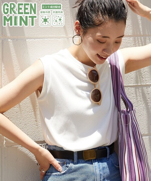 フリークスストア　MNT ノースリーブTシャツ(抗菌防臭＊接触冷感) FREAK'S STORE/<抗菌・防臭・接触冷感>MINT クルーネック