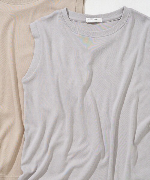 FREAK'S STORE(フリークスストア)の「限定展開 MINT ノースリーブ Tシャツ (抗菌防臭・接触冷感)(Tシャツ/カットソー・レディース・ベージュ/ライトグレー/ブラウン/レッド/オフホワイト/ブラック/オリーブ・SMALL/MEDIUM/LARGE)」の22枚目の写真