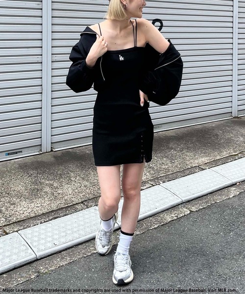 BACK TO THE FIELD(バック トゥー ザ フィールド)の「【MLB】パット付きカラーストラップリブタイトワンピース(ワンピース・レディース・ブルー/ブラック/ボルドー・FREE)」の10枚目の写真