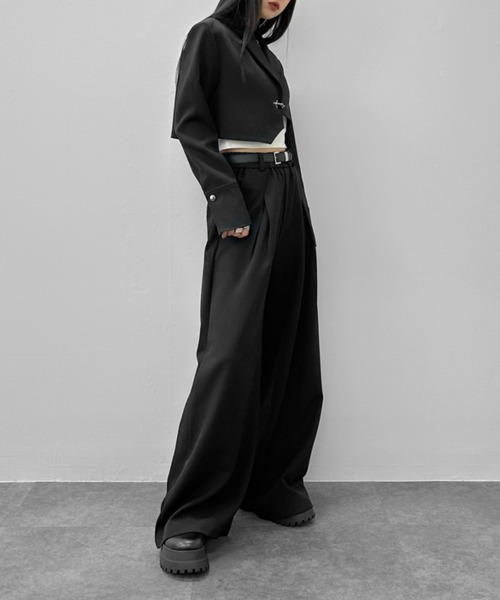 LVEU.(ラブユ.)の「【LVEU.】ベルト付タックワイドパンツ / ボトムス スラックス ワイド ウエストゴム ベルト ブラック グレー(スラックス・レディース・グレー/ブラック・FREE)」の11枚目の写真