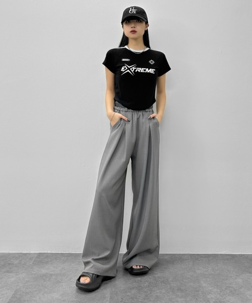 LVEU.(ラブユ.)の「【LVEU.】ベルト付タックワイドパンツ / ボトムス スラックス ワイド ウエストゴム ベルト ブラック グレー(スラックス・レディース・グレー/ブラック・FREE)」の15枚目の写真