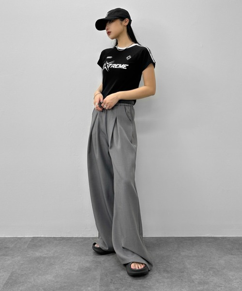 LVEU.(ラブユ.)の「【LVEU.】ベルト付タックワイドパンツ / ボトムス スラックス ワイド ウエストゴム ベルト ブラック グレー(スラックス・レディース・グレー/ブラック・FREE)」の12枚目の写真