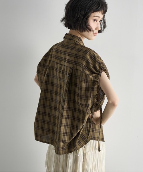 THE YOn（ザヨン）の「ドロストカフフレンチスリーブチェックシャツ
