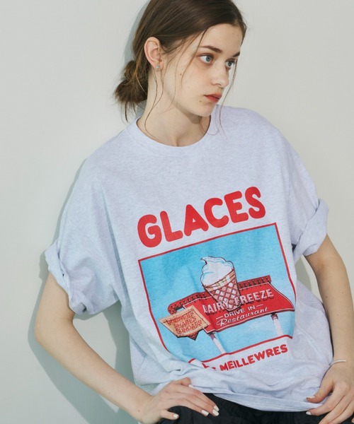 Unitage(ユニテージ)の「ICE CREAM TEE(Tシャツ/カットソー・レディース・ホワイト/ライトグレー/ピンク・FREE)」の2枚目の写真