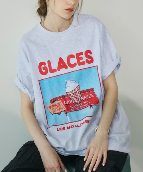 Tシャツ・カットソー Icecream SS24 T-SHIRT (IC23438 BLUE) Icecream We Serve It Best T-Shirt in Blue | SVD