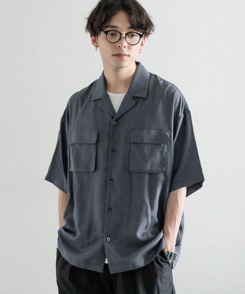 RAGEBLUE（レイジブルー）の「レーヨン/オーバーサイズオープンカラードレープシャツ（シャツ/ブラウス・メンズ・ホワイト/ブルー/ライトブルー・LARGE/MEDIUM）」の20枚目の写真