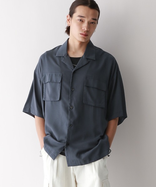 RAGEBLUE（レイジブルー）の「レーヨン/オーバーサイズオープンカラードレープシャツ（シャツ/ブラウス・メンズ・ホワイト/ブルー/ライトブルー・LARGE/MEDIUM）」の15枚目の写真