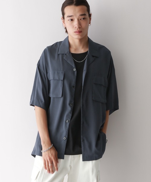 RAGEBLUE（レイジブルー）の「レーヨン/オーバーサイズオープンカラードレープシャツ（シャツ/ブラウス・メンズ・ホワイト/ブルー/ライトブルー・LARGE/MEDIUM）」の17枚目の写真