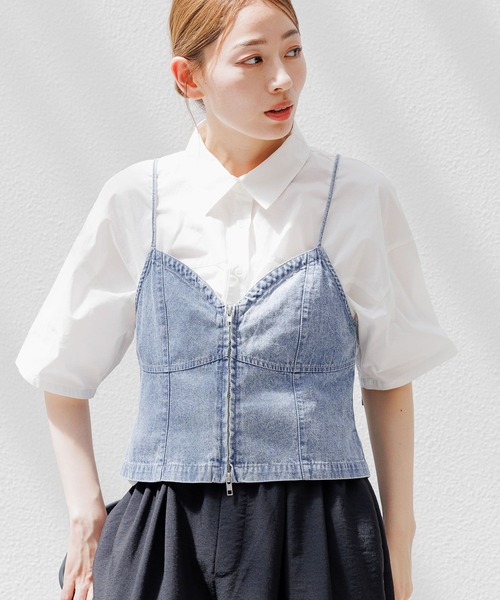 LAKOLE(ラコレ)の「ZIPデニムビスチェ / 124572(ベスト・レディース・ライトブルー/グレー・FREE)」の13枚目の写真