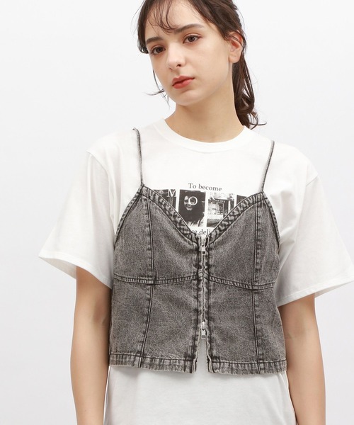 LAKOLE(ラコレ)の「ZIPデニムビスチェ / 124572(ベスト・レディース・ライトブルー/グレー・FREE)」の8枚目の写真