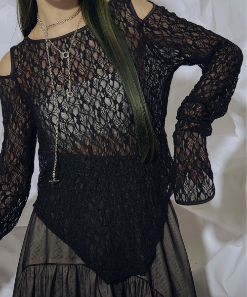 Ezick（エジック）の「Shoulder slit パイピングレーストップス（Tシャツ/カットソー・レディース・ホワイト/ブラック/レッド/グレー系その他・FREE）」の22枚目の写真