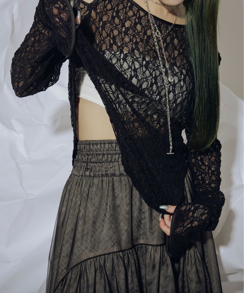 Ezick（エジック）の「Shoulder slit パイピングレーストップス（Tシャツ/カットソー・レディース・ホワイト/ブラック/レッド/グレー系その他・FREE）」の20枚目の写真