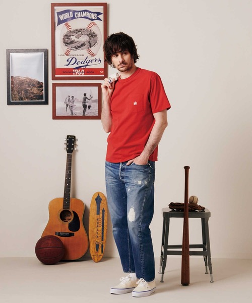 Right-on（ライトオン）の「【Hollywood athletic co】ワンポイントＴシャツ（Tシャツ/カットソー・メンズ・ネイビー/ホワイト/グリーン/レッド・S/M/L/XL）」の18枚目の写真