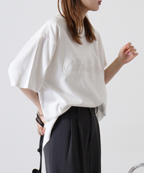 ATELANE(アテレーン)の「ピグメント加工ビックTシャツ(Tシャツ/カットソー・メンズ・ホワイト/ブラック系/ネイビー/ホワイト系/ネイビー系/ブラック・L/M)」の14枚目の写真