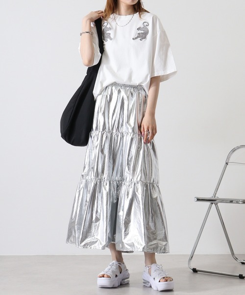 ATELANE(アテレーン)の「ピグメント加工ビックTシャツ(Tシャツ/カットソー・メンズ・ホワイト/ブラック系/ネイビー/ホワイト系/ネイビー系/ブラック・L/M)」の10枚目の写真