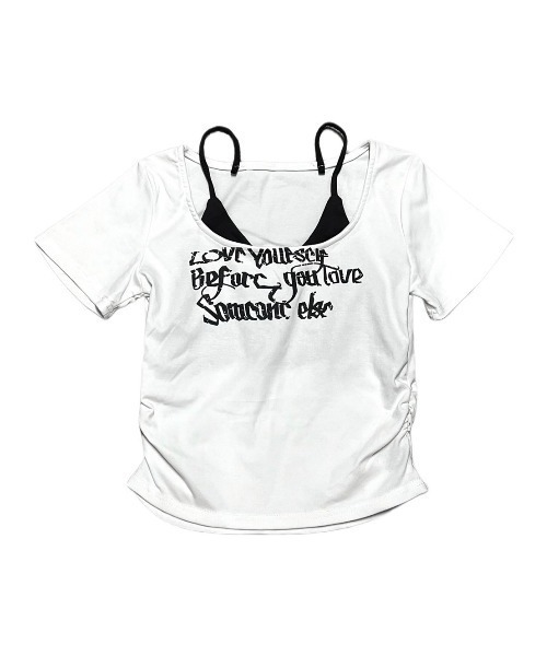 セール】【XU】lettering layered cropped tee（Tシャツ