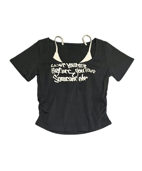 Tシャツ・カットソー BOHEMSEO : 25SS / SIDE HOLED LAYERED TOP (BLACK) BOHEMSEO : 25SS / SIDE HOLED LAYERED TOP (BLACK) (BOHEMSEO/T