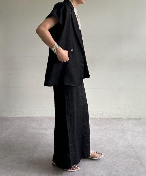 SHENERY（シーナリー）の「フレンチスリーブリネンジャケットベスト（ベスト・レディース・ブラック/ベージュ・FREE）」の7枚目の写真