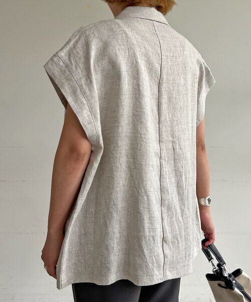 SHENERY（シーナリー）の「フレンチスリーブリネンジャケットベスト（ベスト・レディース・ブラック/ベージュ・FREE）」の19枚目の写真