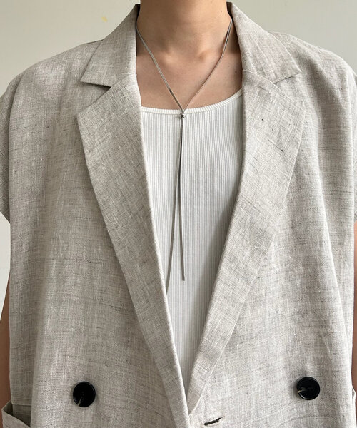 SHENERY（シーナリー）の「フレンチスリーブリネンジャケットベスト（ベスト・レディース・ブラック/ベージュ・FREE）」の15枚目の写真