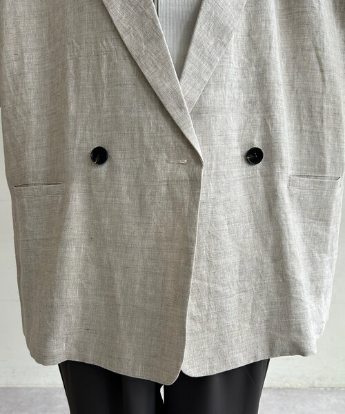 SHENERY（シーナリー）の「フレンチスリーブリネンジャケットベスト（ベスト・レディース・ブラック/ベージュ・FREE）」の10枚目の写真