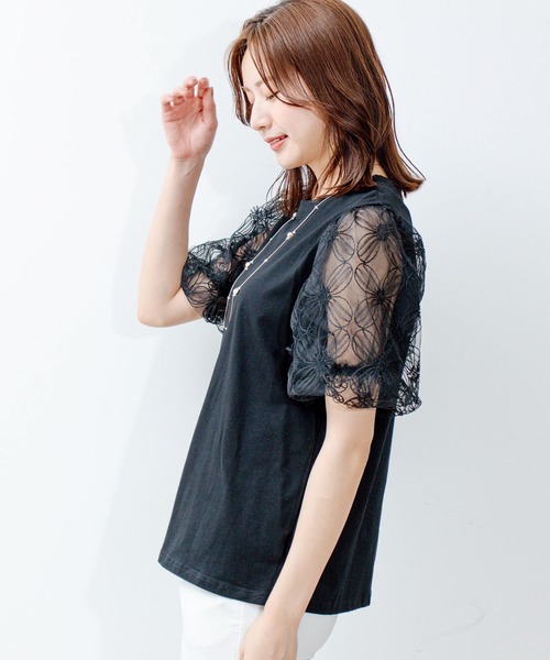 Jayro(ジャイロ)の「シアースリープトップス(Tシャツ/カットソー・レディース・ブラック/ホワイト・FREE)」の4枚目の写真