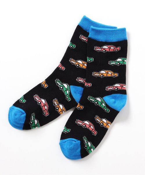 BREEZE（ブリーズ）の「BOYS総柄ソックス（ソックス/靴下・キッズ・ネイビー/オレンジ/ライム/ブルー/ブラック/アイボリー・15 /18/21）」の3枚目の写真