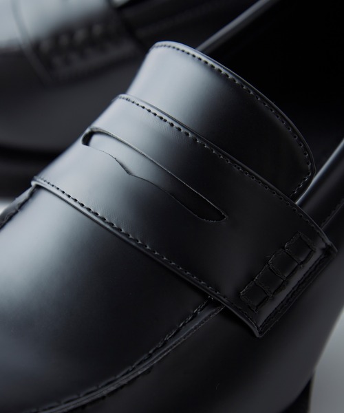 CIASENSE（シアセンス）の「＋6.8cm High Sole Dress Square Toe Coin Loafers /ハイソール ドレス スクエアトゥ コイン ローファー（ローファー・メンズ・ブラック・44/42/40）」の5枚目の写真