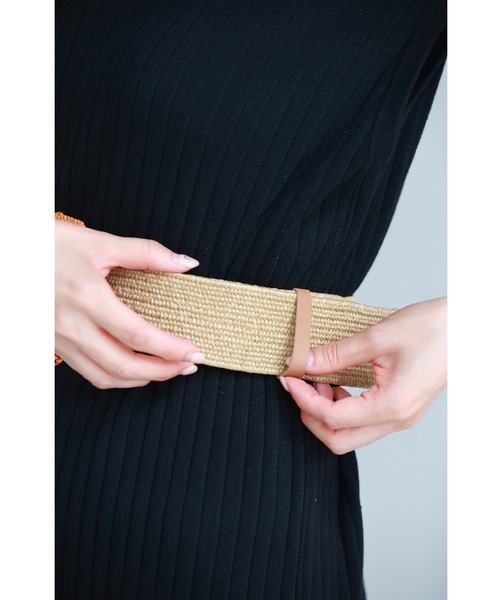 cawaii（カワイイ）の「六角形バックルのストロー風ベルト（ベルト・レディース・ベージュ・FREE）」の7枚目の写真